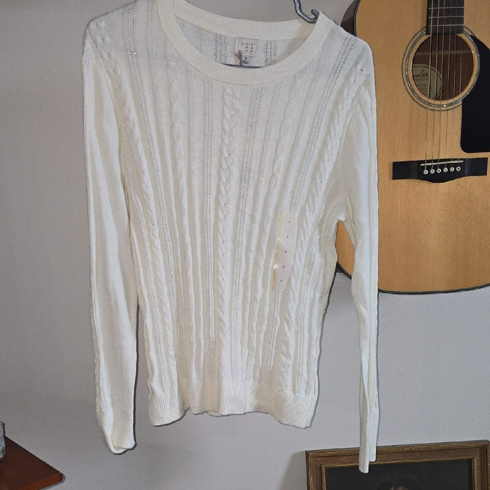 A New Day Ivory Cable Knit Sweater